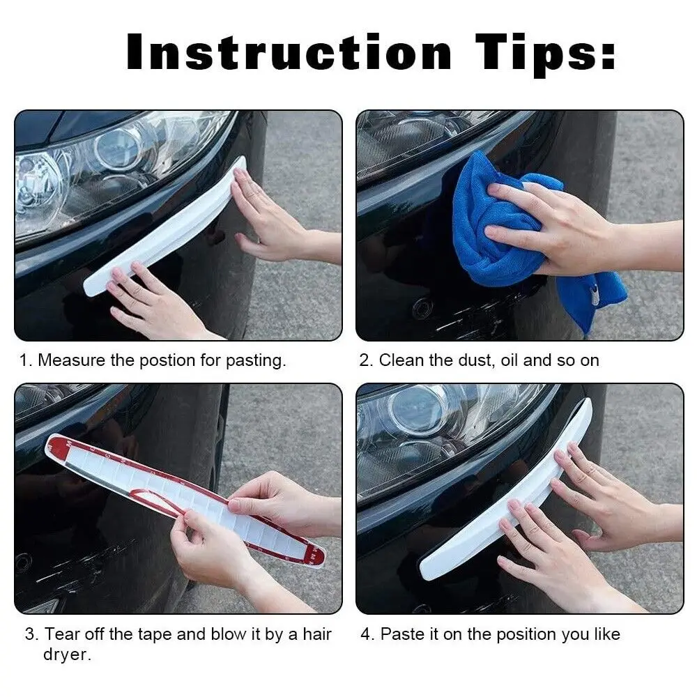 Universal Front Rear Bumper Corner Protector Guard Car Anti-collision Protection Decoration Strip Car Accessories Black White bumper corner protector car bumper protector car bumper strip
