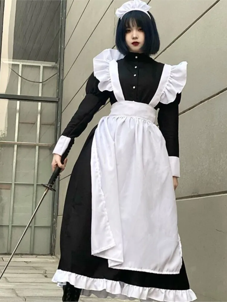 Maid Outfit Men Wear Cosplay Cute Japanese Lolita Dress Anime Maid Outfit Loli Black Dress Lolita Kawaii Gothic lolita cosplay costumes