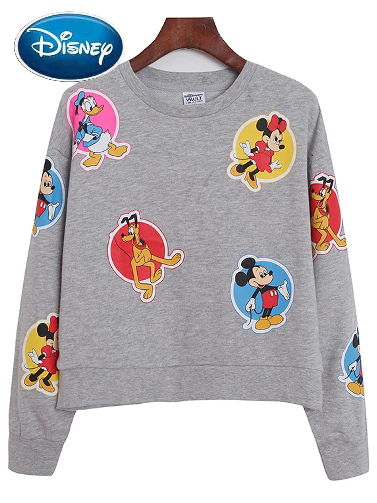 

Модный женский короткий джемпер с круглым вырезом и принтом Минни Микки Маус Дональд Дак плюто, женская уличная одежда