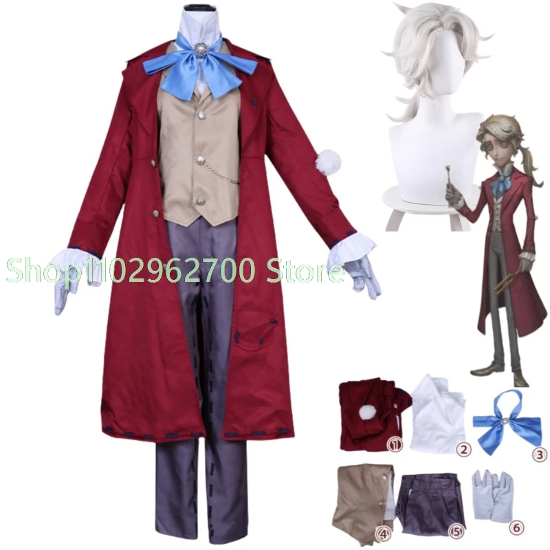 

Anime Game Identity Ⅴ Frederick Kreiburg Cosplay Costume Composer Wig Composer Coat Uniform Coat Man Halloween Carnival Suit