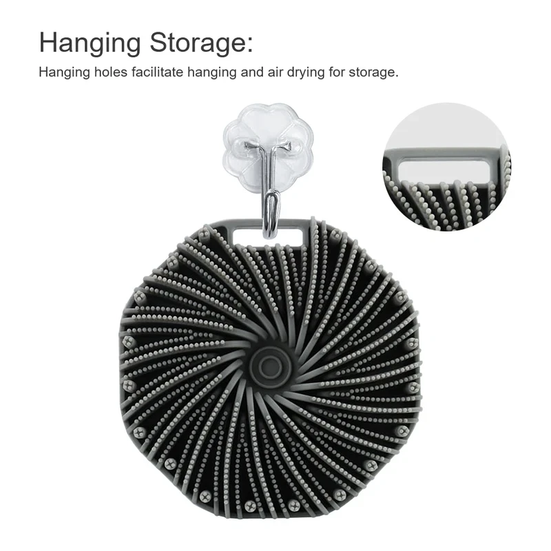 Soft Silicone Body Scrubber Bath Brush With Ergonomic Handle Portable Shower Massage Cleaning Exfoliating Home Tool 3