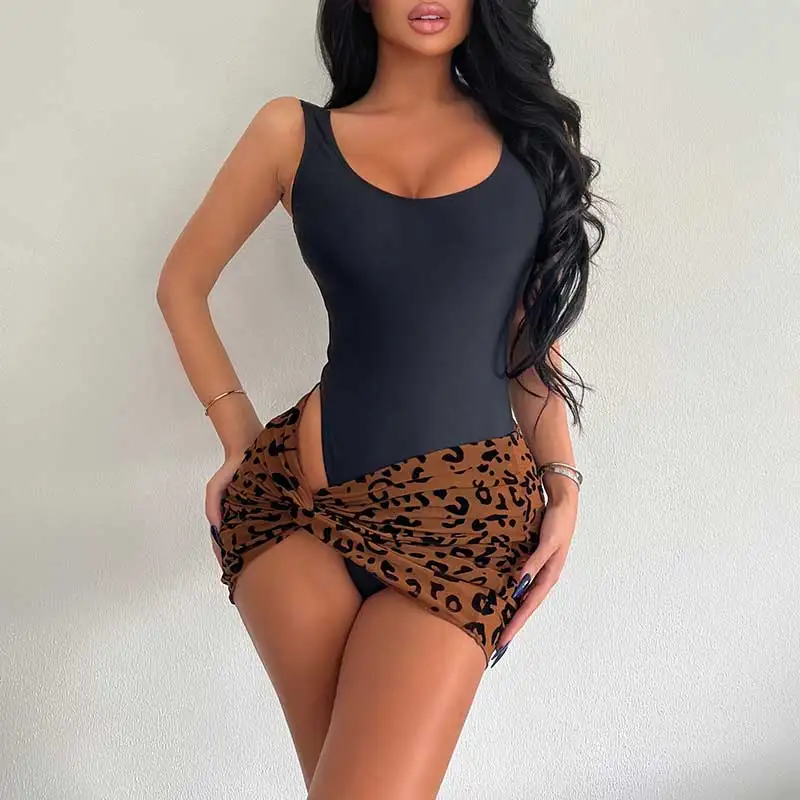 

Женский комплект бикини, черный сексуальный купальник, плавательный костюм, летняя бикини из двух предметов, сумка на бедрах, газовый купальный костюм, женский пляжный костюм