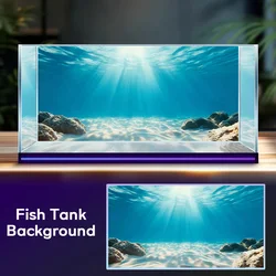 Blue Sea & Clear Sand Aquarium Background Sticker - Scenic Self - Adhesive Aquarium Decor - 100X50cm - 39.4X19.7in