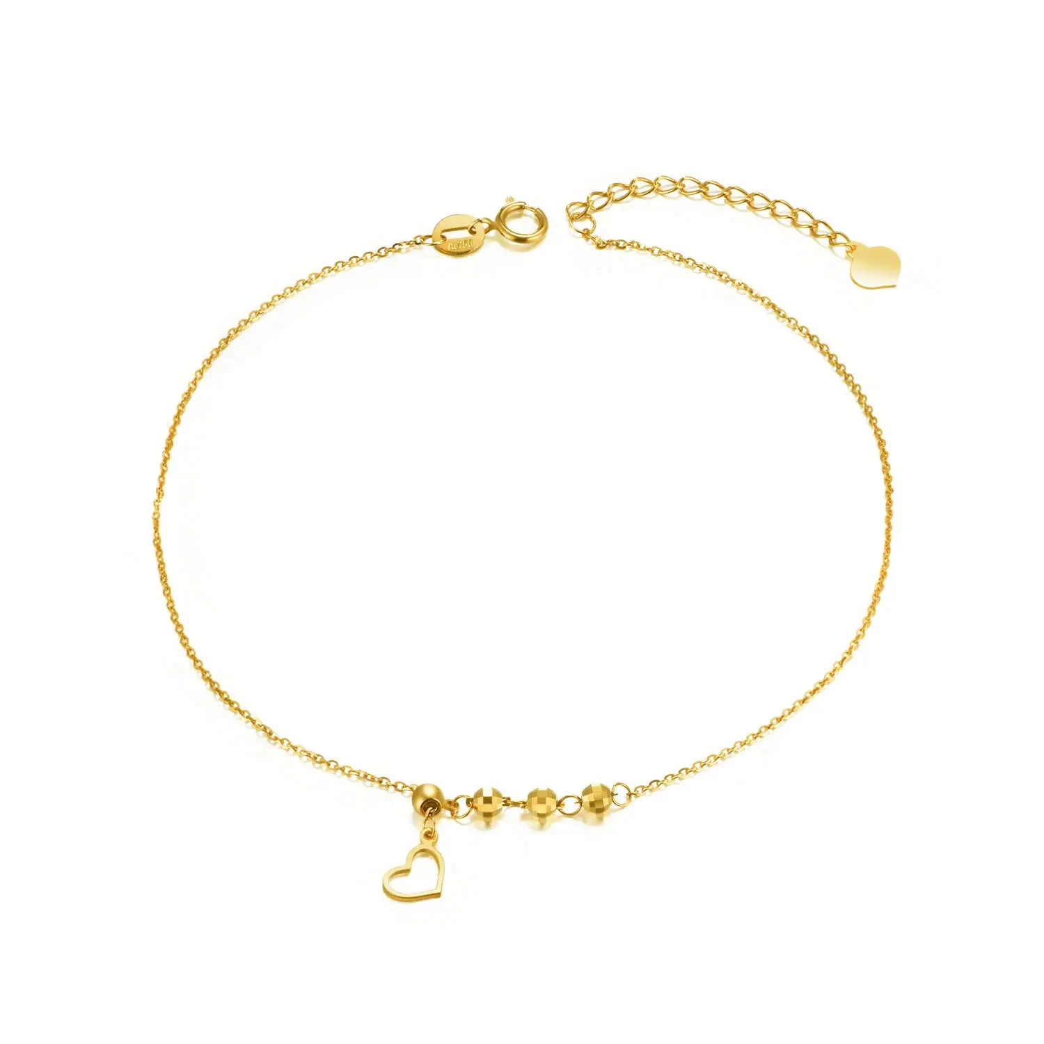 YFN 18k Gold Anklets for Women Real Fine Jewelry Ankle Bracelet with Heart Gift