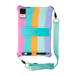 Universal 10.1'' Silicone Tablet Case with Shockproof Stand - Solid Color for 24x16cm Tablet (Colorful Pink - belt)