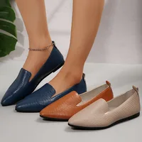 Autumn Apartment New Woman Thin Shoes Sliding Bread Shoes Fashionable Pointed Toe Pump Soft Leather Casual Shoes Woman 1
