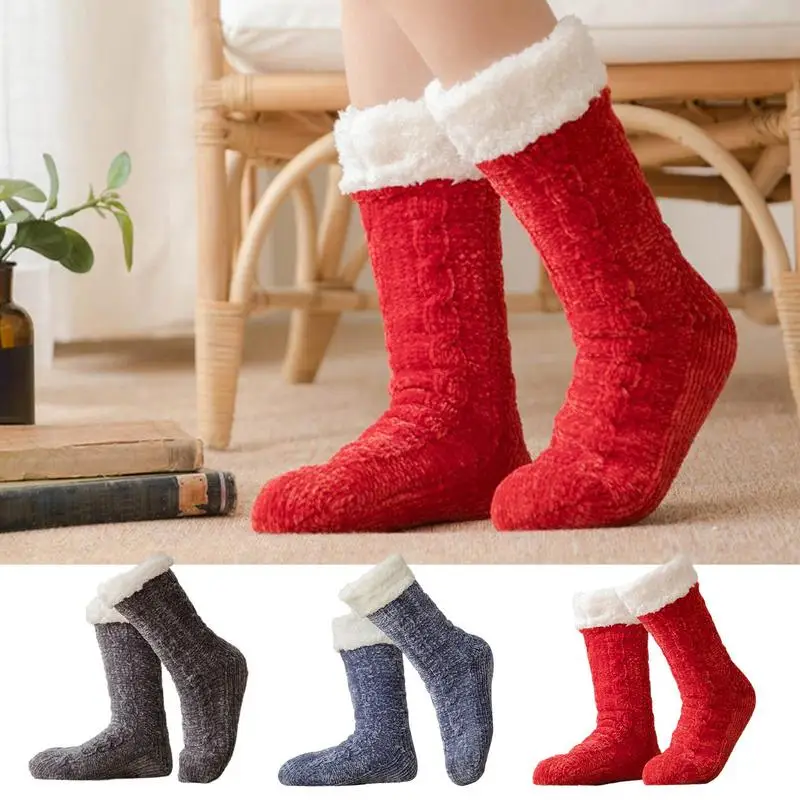 

Теплые носки для женщин, теплые уютные зимние теплые вязаные шерстяные носки для ботинок, теплые Универсальные зимние носки