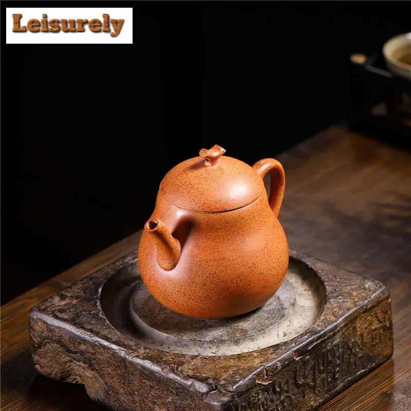 230ml Yixing Purple Clay Teapots Master Handmade Gourd Pot Raw Ore High Temperature Wood-fired Mud Tea Brewing Kettle Zisha Tea