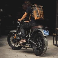 Multifunction Fashion Men Backpack Vintage Canvas Roll Top Backpack Leather School Bag Portable Wearproof Travel Weekend Bag 1