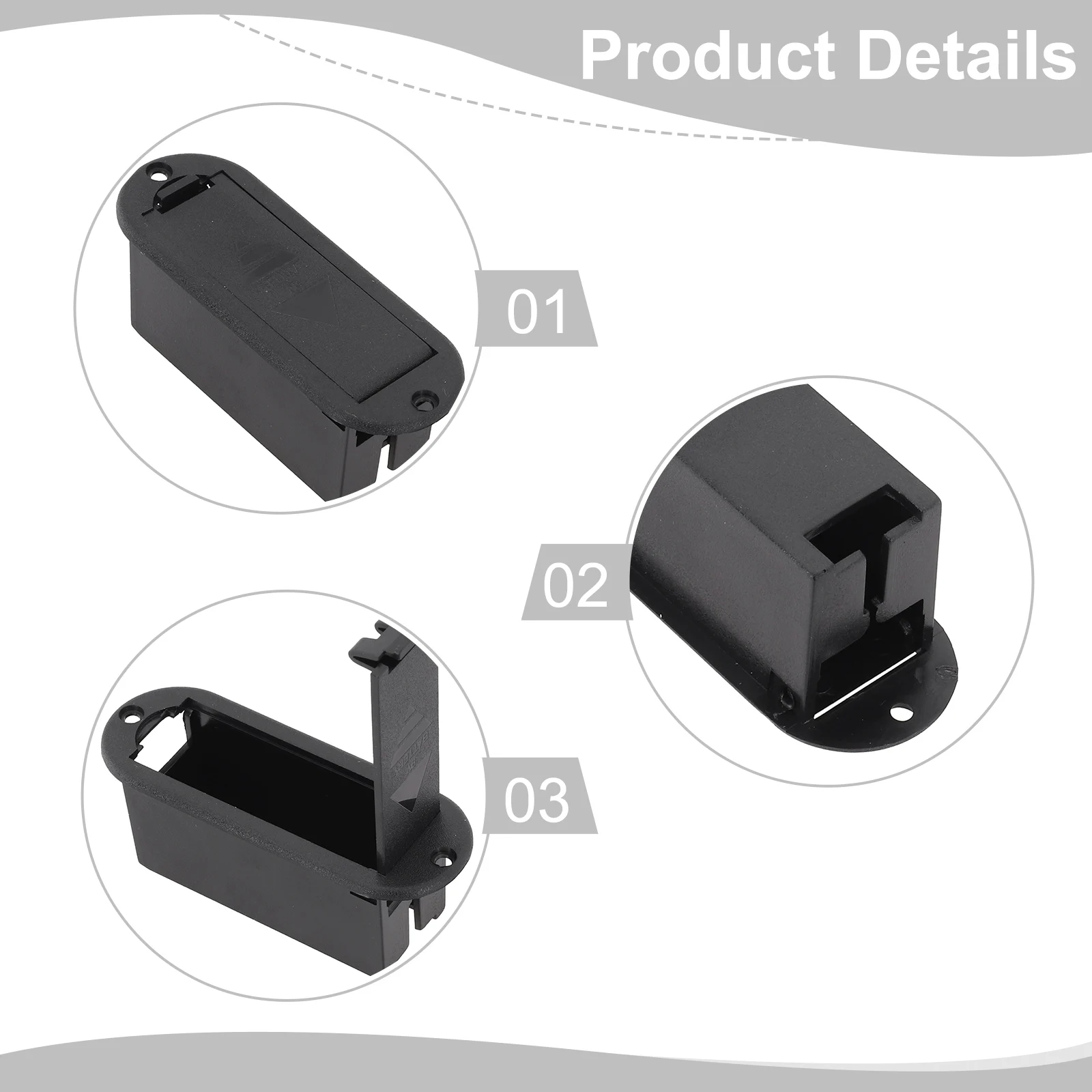 Bass-Batteriegehäuse, 81,5 x 29,5 mm, 9 V-Batteriekasten, flache Montage, Batteriegehäuse für elektrische Instrumente für aktive Tonabnehmer – Detail 16