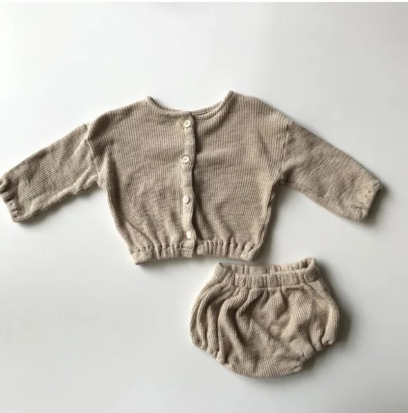 

Baby Boys Girls Cute Knit Cardigan and Shorts 2 Pcs Clothing Sets