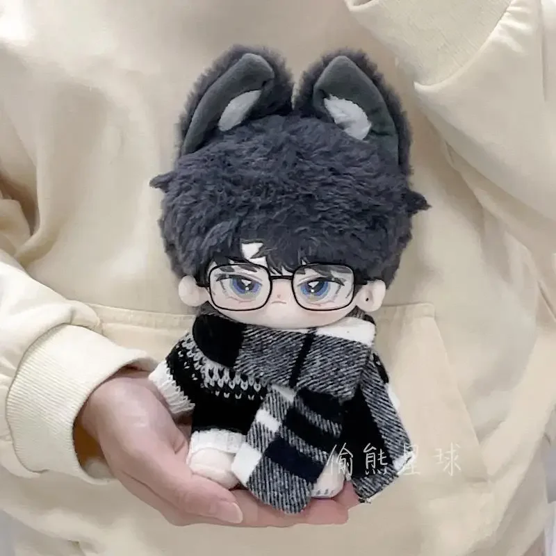 20cm baby clothes in stock with contrasting black and white sweaters, handsome scarves, black framed glasses 5