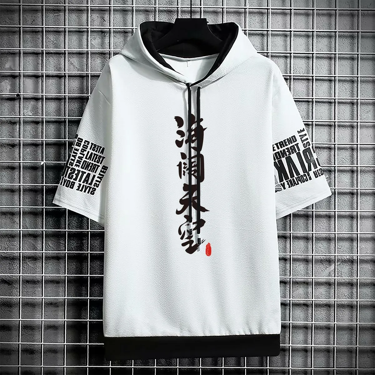 t shirt for men clothing streetwear Hoodies korea 반팔티 hat t-shirt print graphic Casual tshirt anime sports gym hoodie oversized 8