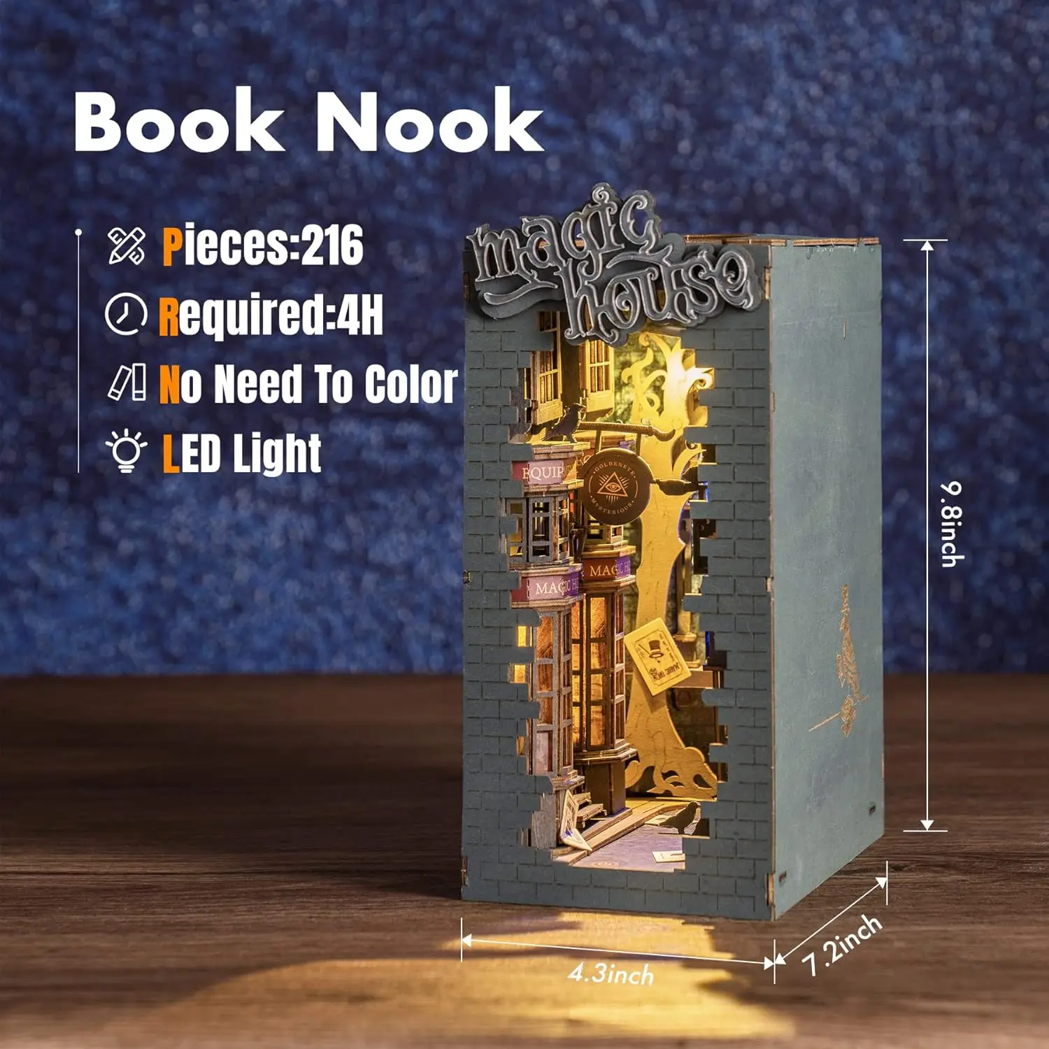 Robotime Wooden Book Nook Dollhouse Kit Puzzle House Model Building Kits with LED Lights Sakura Densya Sunshine Town Gardenhouse 3
