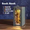 Robotime Wooden Book Nook Dollhouse Kit Puzzle House Model Building Kits with LED Lights Sakura Densya Sunshine Town Gardenhouse 3