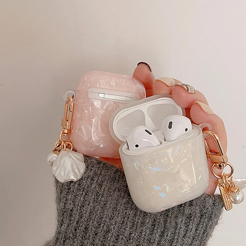 Luxury Girls Pearl Earphone Case For Airpods Pro 2 1 Case For Apple AirPods 4 3 2 1 Case With Keychain Earphone Protective Shell