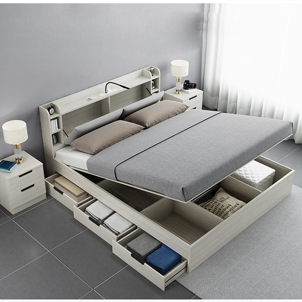 Cal King Size Storage Bed Low Profile Platform Bed With Drawers In
