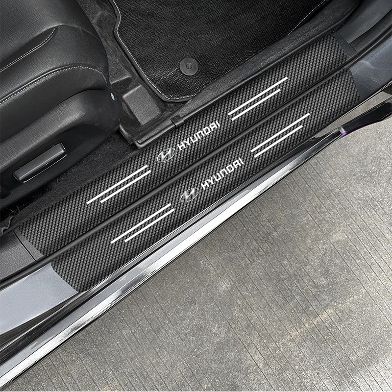 For Hyundai I30 I20 I10 IX20 Azera Kona IX35 I40 Getz Ioniq Carbon Fiber Car Door Edge Sill Stickers Waterproof Decal