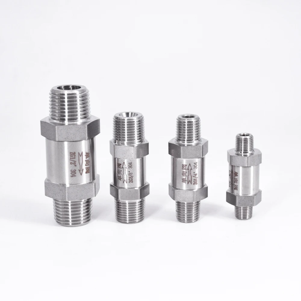 

1/8" 1/4" 3/8" 1/2" BSP NPT Male To Male One Way Check Valve Non-return Inline 304 Stainless Steel