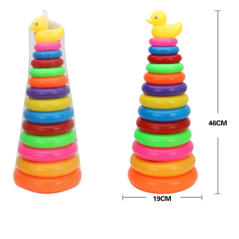Rainbow Tower Baby Toys And Toddlers Early Educational Puzzle Game Stacking Duck Pyramid Color Cognition Montessori Kid Gifts