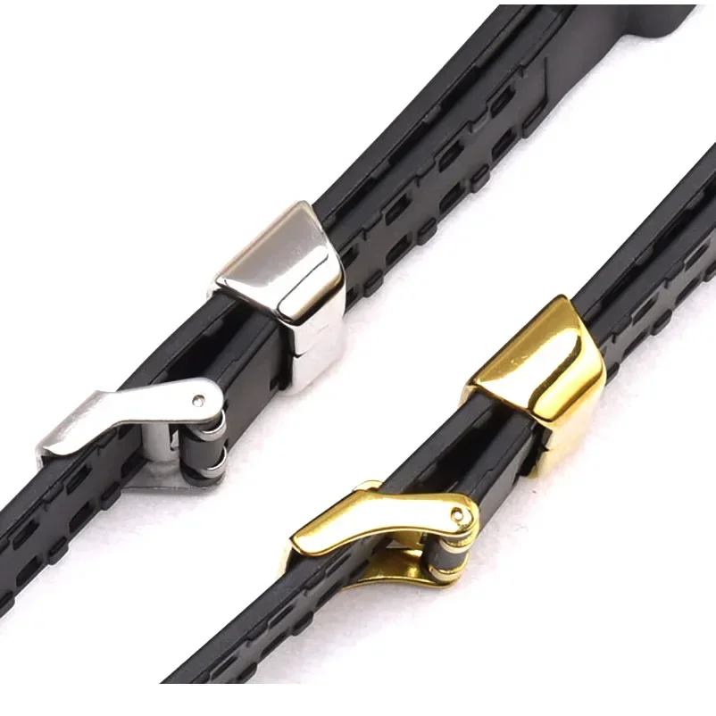 Versatile Metal Steel & Silicone Watch Band Keeper with Enhanced Loop Locker Ring Buckle