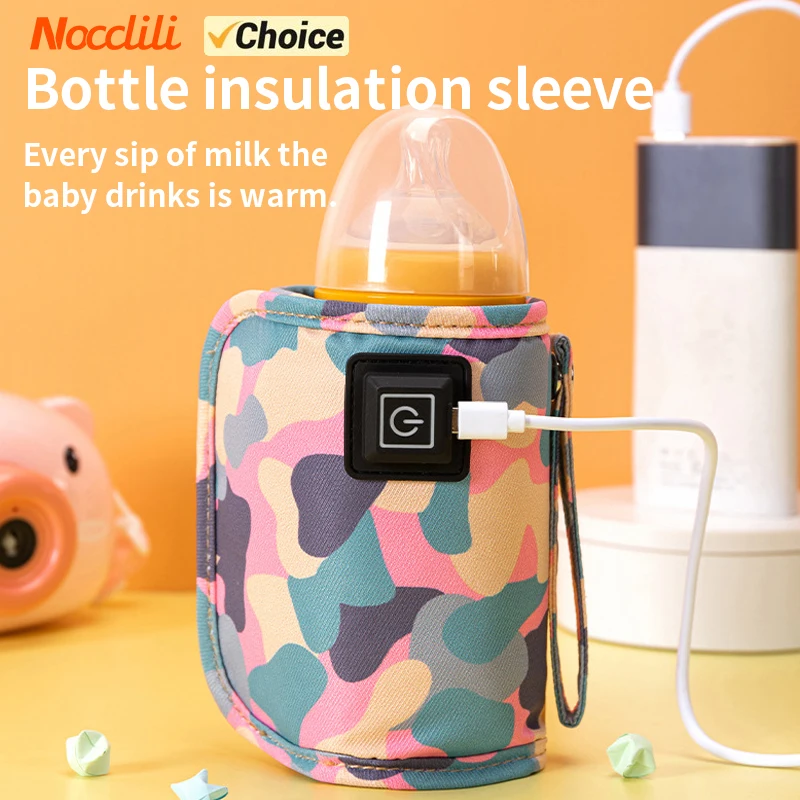 Bottle Warmer Milk Bottle Heater USB Milk Water Warmer Travel Stroller Insulated Bag Nursing Bottle Heater Portable Bottle Feeding Warmer