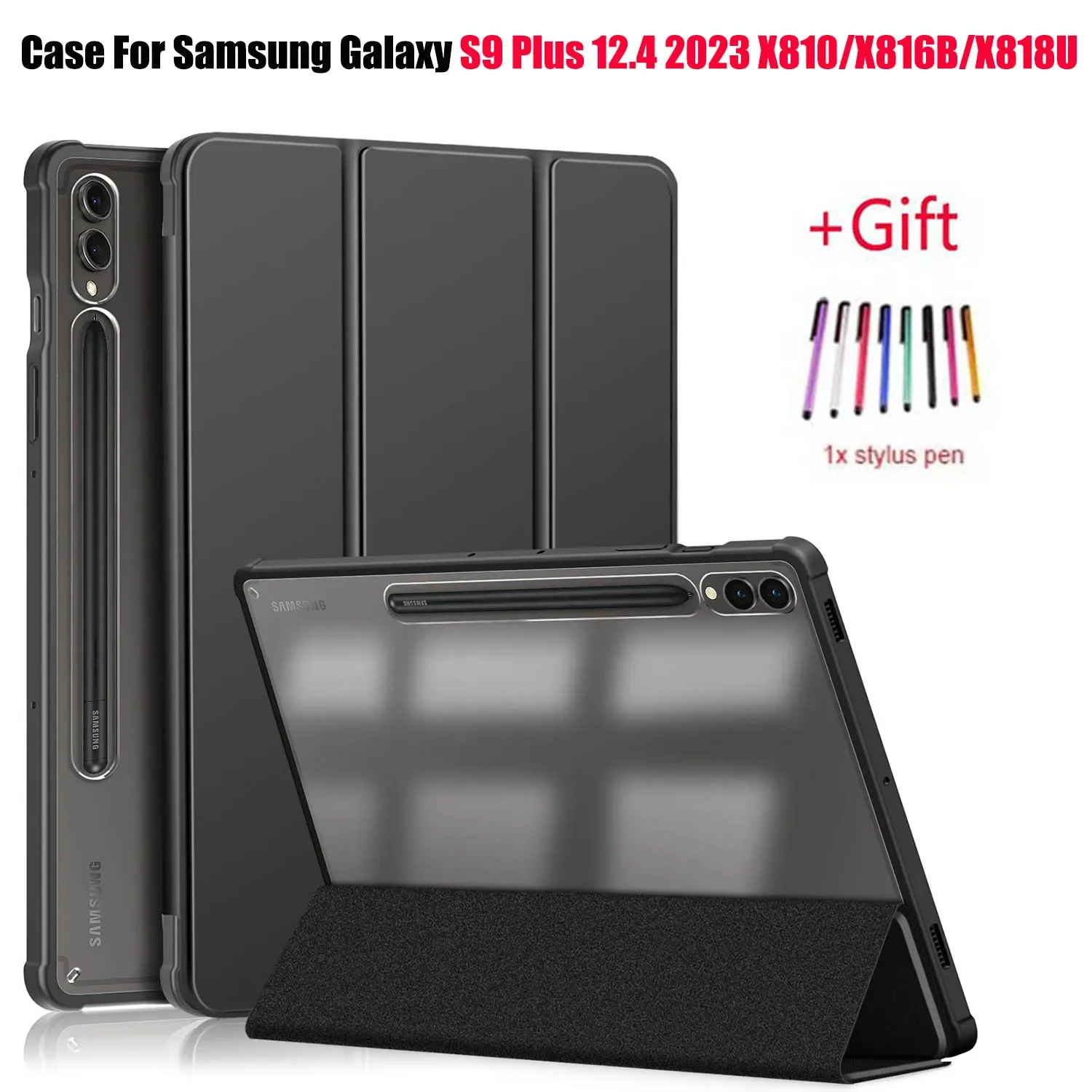 

Чехол-держатель для карандашей для Samsung Galaxy Tab S9 Plus 12,4, Прозрачный Акриловый чехол-накладка с функцией умного сна/пробуждения для Galaxy Tab S7 FE S8 Plus