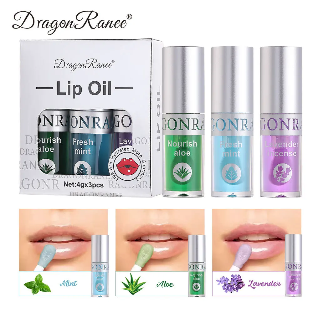 

3 Pcs/Box Big Brush Moisturizing Lip Oil Makeup Transparent Lip Gloss Glaze Shine Make Up Crystal Fruit Aloe Hydrating Lipgloss