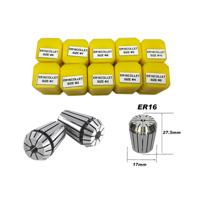 ER16 1/4 6.35 1/8 3.175 1 2 3 4 5 6 7 8 9 10 mm Spring Collet Set For CNC Engraving Machine Lathe Mill Tool 1PC