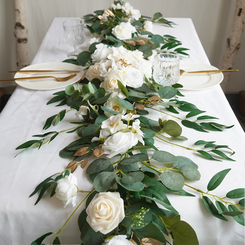 

Garlands Artificial Table Flower Leaves For Wedding Table Decoration