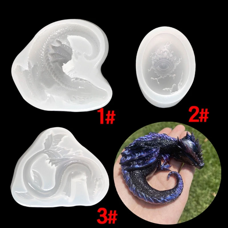 

3 Pieces Mirror Sleepy Dragon Jurassic Dinosaur Water Dragon Egg Clay Epoxy Decoration Silicone Mold for Diy Crafts 40GB