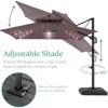 10x10ft 2-Tier Square Cantilever Patio Umbrella with Solar LED Lights, Offset Hanging Outdoor Sun Shade 4