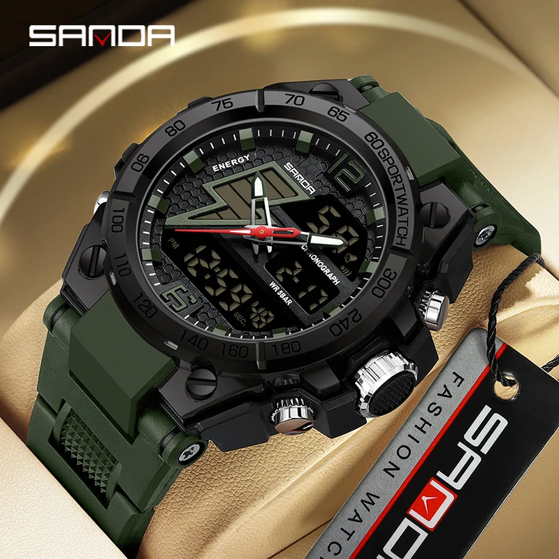 

SANDA 6137 2024 Top Brand Men's Watches 5ATM Waterproof Sport Military Wristwatch Quartz Watch for Men Clock Relogio Masculino