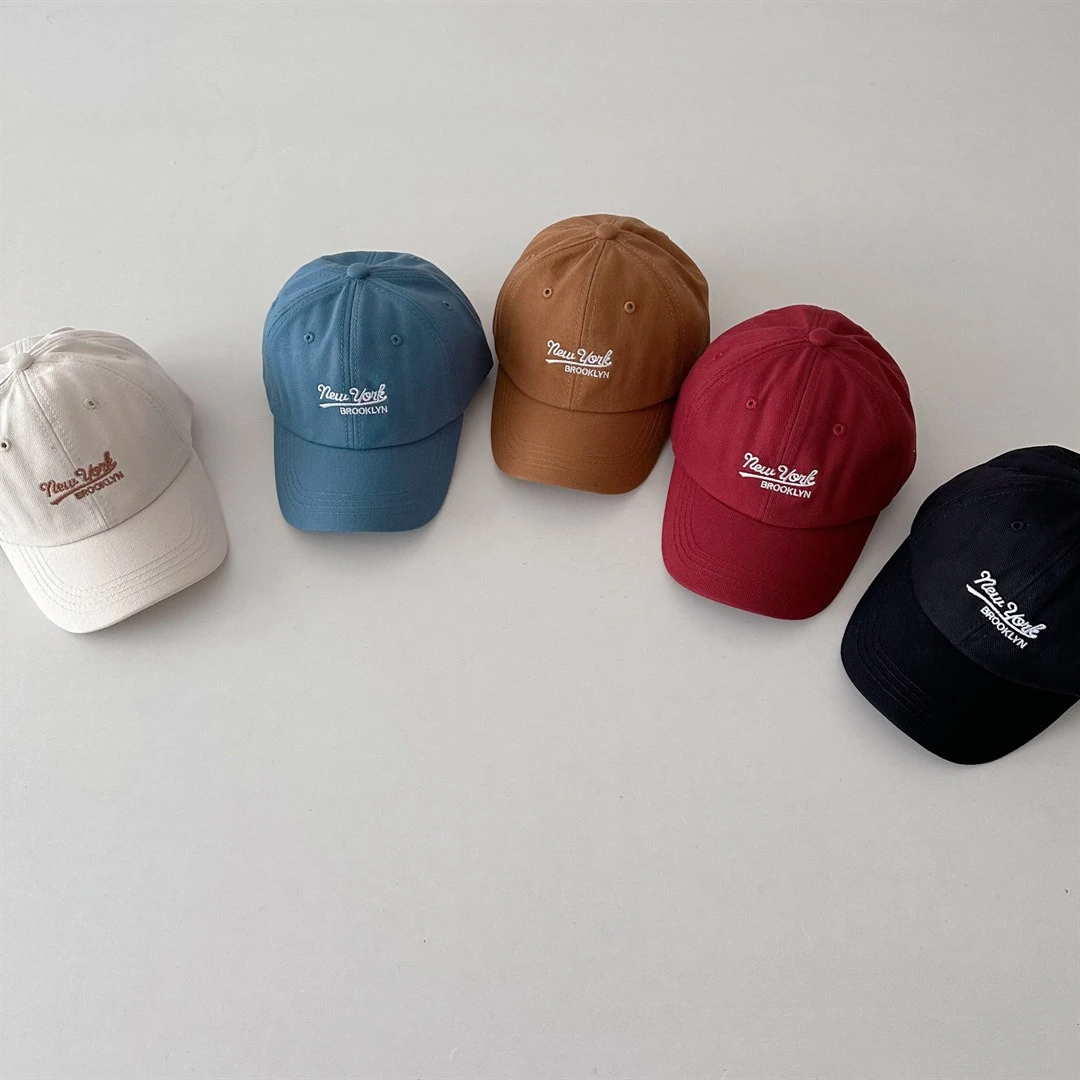 Kids Baseball Caps for Boys Girls Breathable Cotton Embroidery Letter Sun Hat Adjustable Duck Bill Peaked Cap for Outdoor Caps