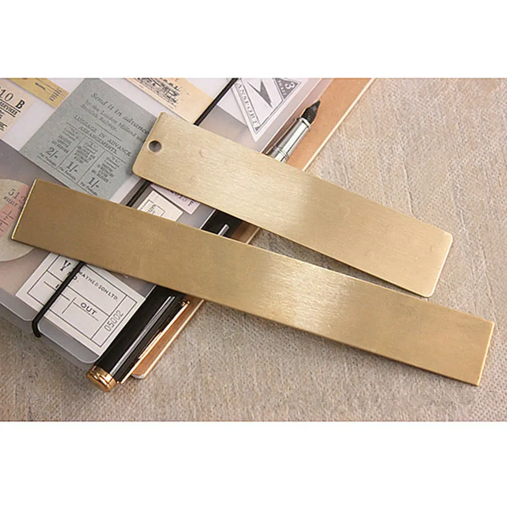1개 수제 프리미엄 황동 자 미니 레트로 직선 눈금자, 각인된 표시가 있는 구리 책갈피 벨트 키체인 장식