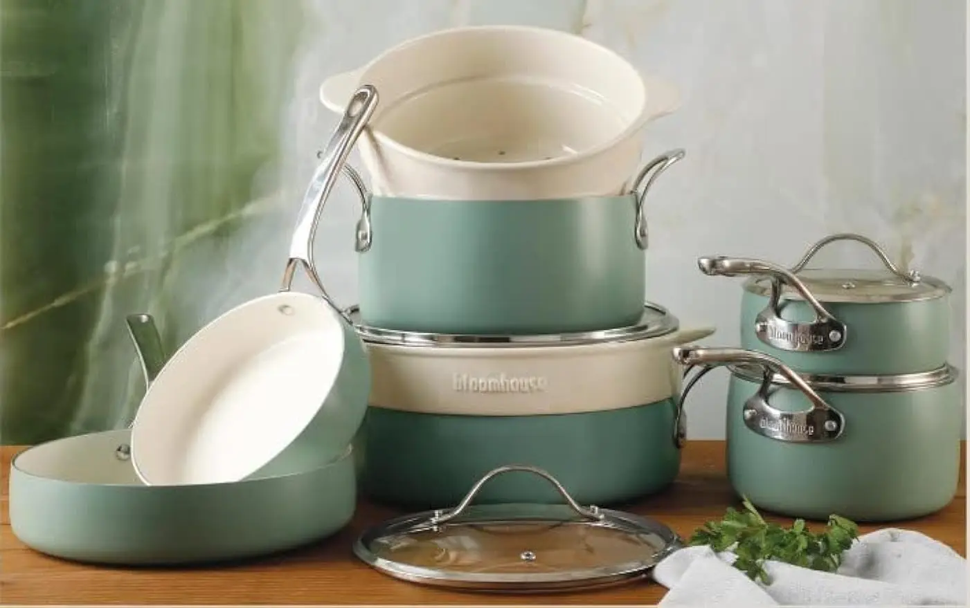 Bloomhouse 12 Piece Aluminum Enamel Cookware Set w/ Non-stick Non-toxi