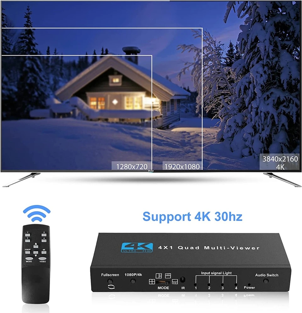 4K HDMI-compatible Multiviewer 4x1 1080P Quad Screen Multi Viewer HDMI Multi-Vie