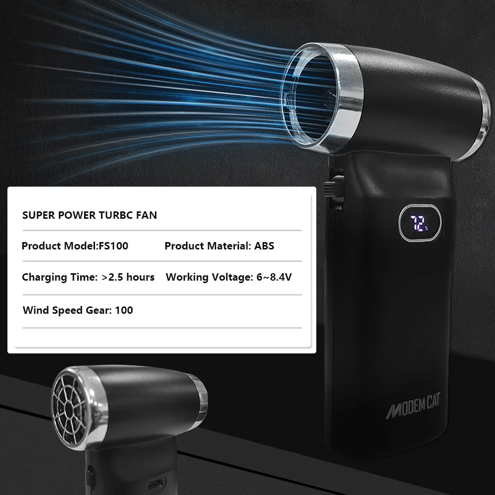 Violent Fan Adjustable High Speed Turbofan with High Air Volume Brushless Charging Handheld Outdoor Car Fan Car Cleaning 3