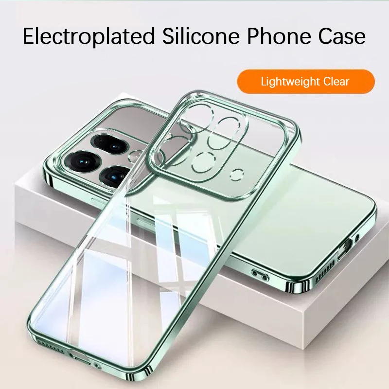 Luxury Transparent Silicone Shockproof Back Cover - Original Plating Thin Phone Case