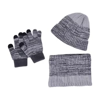 Winter Children Hat Scarf Gloves Set Knitted Beanie Thicken Velvet Lining Hats for Boys Girls Neck Warmer Scarves Mitten 4-10Y 6