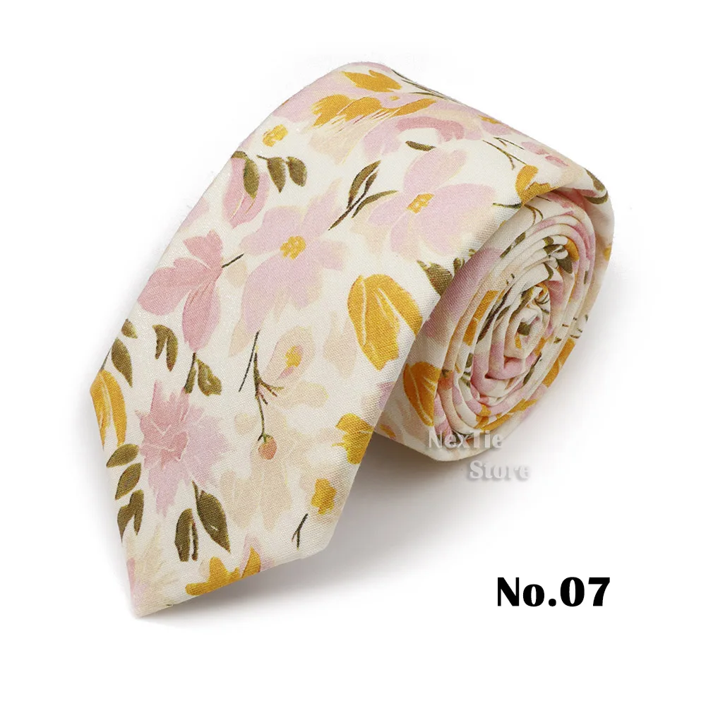 6,5 cm künstlerische Herren- und Damen-Krawatte, klassisch, floral, Baumwolle, elegant, schöne Krawatte mit Blumenblättern, Hochzeit, Party, Accessoires, Geschenk – Detail 7