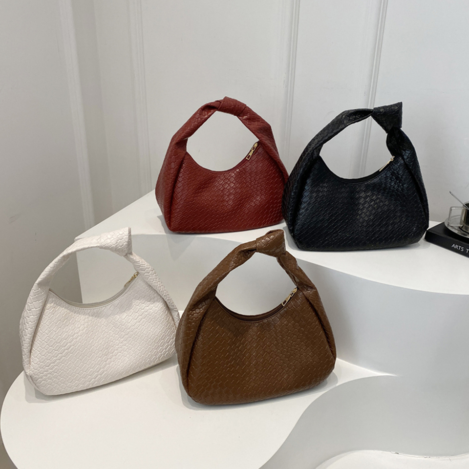 Women's Vintage Plaid Handbag - Lightweight Crescent Moon Bag with Zip Closure & Spacious PU Leather Handbag for Daily Use