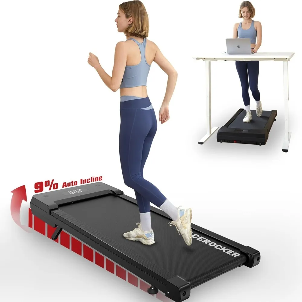 Walking Pad Treadmill with 9% 9-Level Auto Incline, 400+ lbs Capacity Under Desk Treadmill, 10 Hiking Modes Compact Treadmills