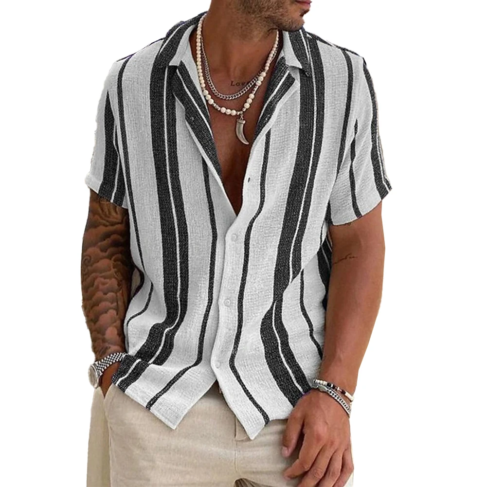 

High Quality Regular Casual Brand New Holiday Summer Vacation Beach Hawaiian Shirts Blouse 1pcs M-3XL Polyester