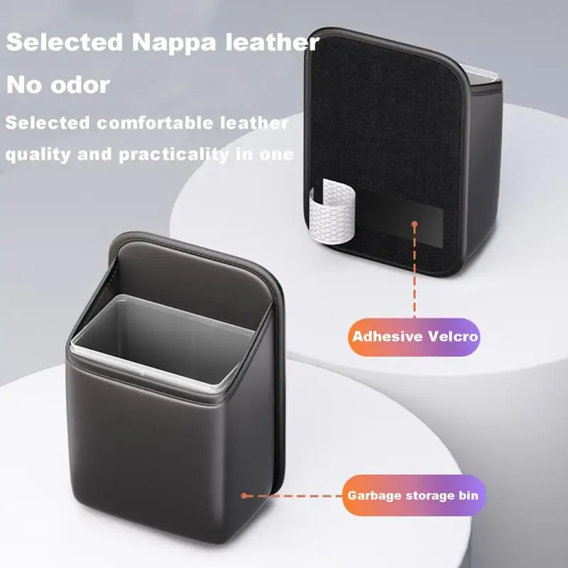 Automotive Garbage Cans PU leather Waterproof Trash Can Storage Box Adhesive Backseat Trash Bin Car Storage Organizer