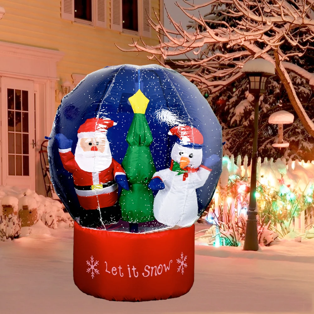 

Надувной снежный шар, рождественское уличное украшение, снежный шар, Санта, Рождественская елка, надувная игрушка со светодиодами, двор, газон, домашнее искусственное украшение