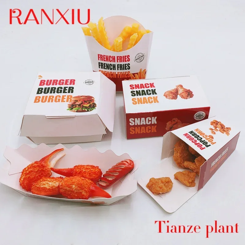 

Custom Custom food boxes french fries fried chicken nuggets carton paper Take away food packaging box