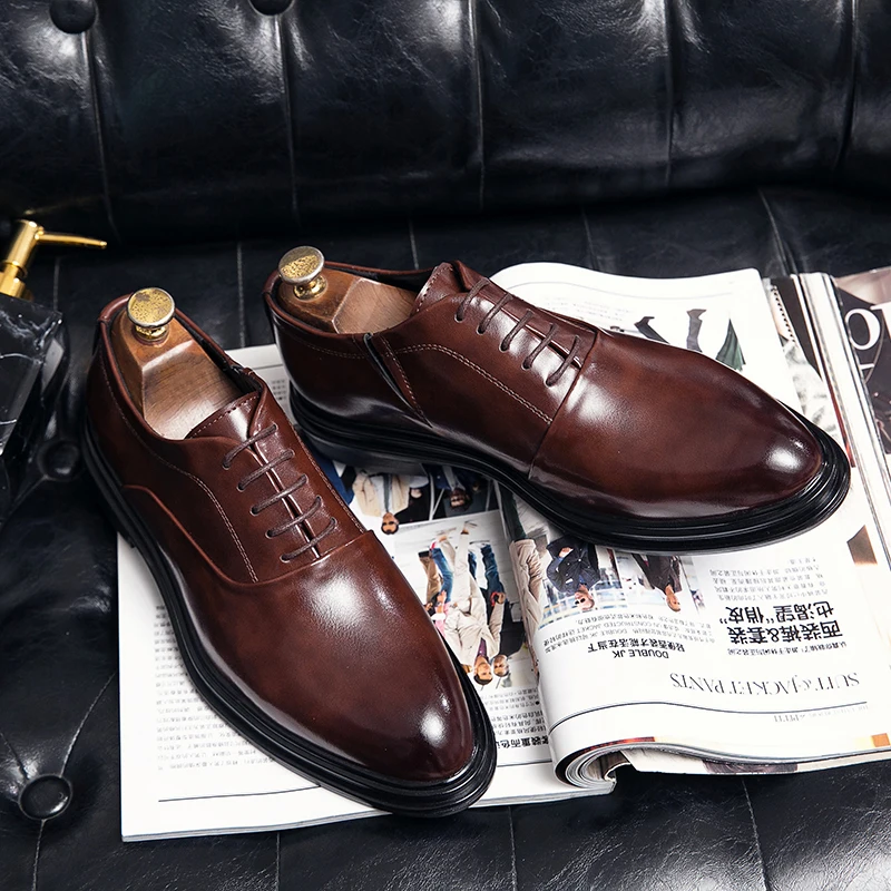 Business Formal Men's Casual Oxford Pointed Office Wedding Shoes mens brogue shoes