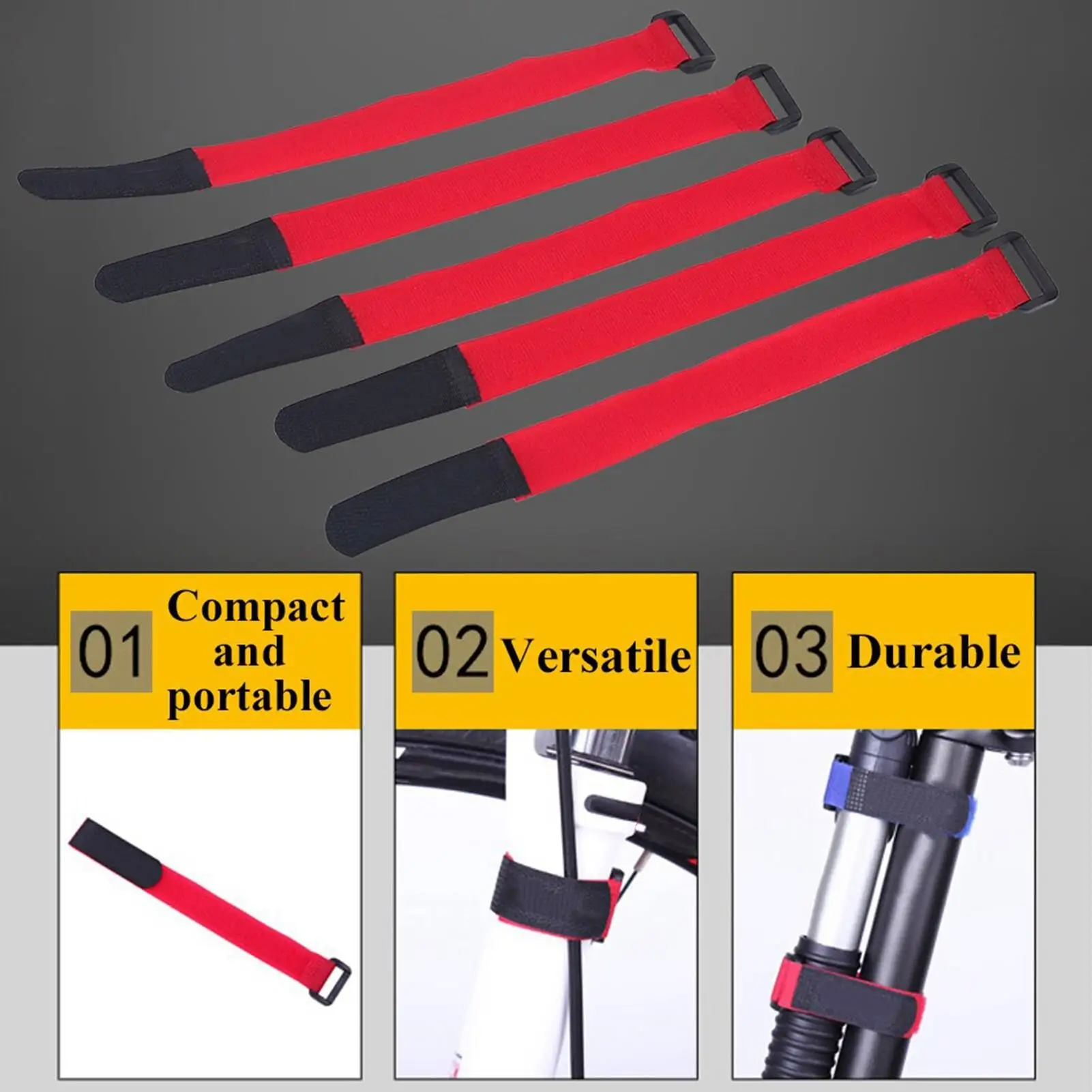 5pcs Bike Handlebar Straps Fixed Tape Ties for Cycling Pump & Bottle Fastening Bands
