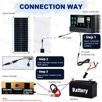 Kit complet de système solaire 10000W, onduleur Dual12V/24V à 110V/220V, contrôleur 100A, panneau 200W hors réseau pour la maison/Camping, sauvegarde 6